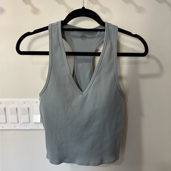 ALO Yoga Tops - ALO Yoga Ribbed V-Neck Racerback Tank in Sage